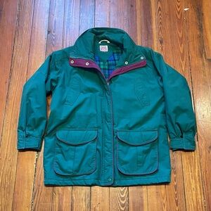 Vintage Green Jacket with Purple Accents Sz M Women’s